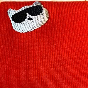 Karl Lagerfeld Sequin Cat Accent Scarf Red